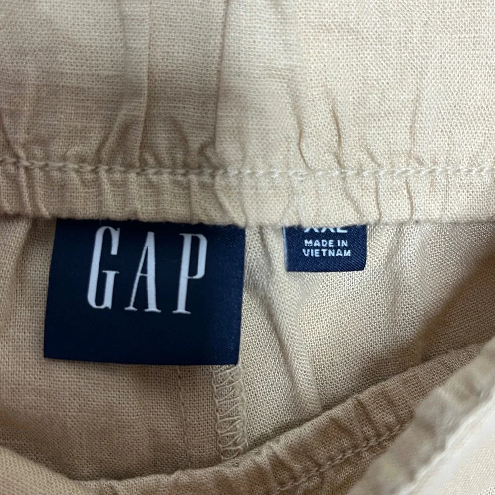 Gap‎ Linen Blend Shorts Beige Pull On Elastic Waist Casual Size XXL NWT